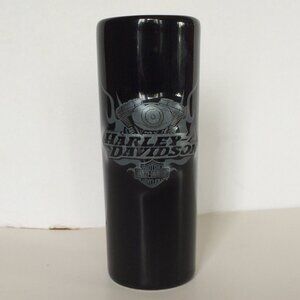 Harley Davidson 2008 Double Shot Glass Raised Embossed Engine Block Ceramic HD